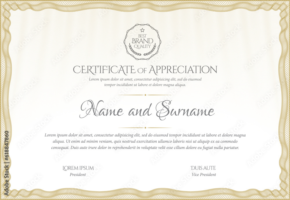 Certificate Template. Diploma of modern design or gift certificate