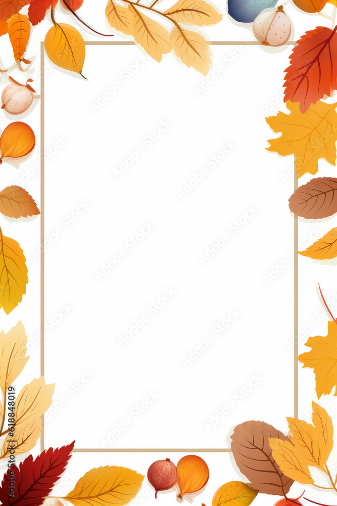 Autumn paper frame with white background leaves and copy space Autumn paper frame with white background leaves and copy space