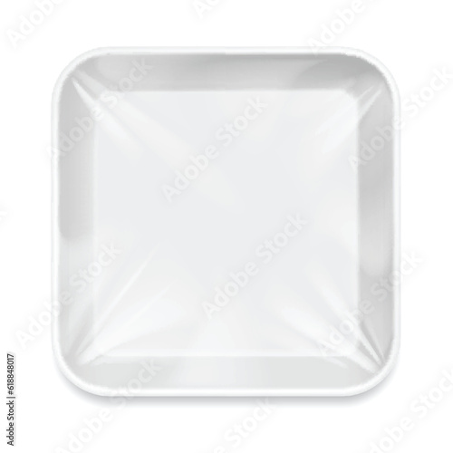White square Styrofoam Food Tray pack. Template For Mock up Your Design. vector illustration.