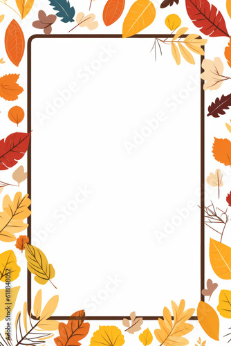 Autumn paper frame with white background leaves and copy space photo