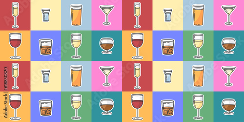 vector illustration of alcohol icons.alcohol template pattern for bar,menu,funny packaging