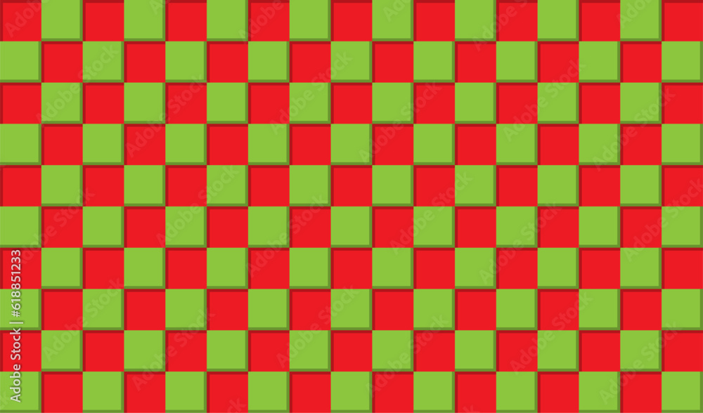 Abstract background of red and green squares, 3D simulation Abstract background of red and green squares, 3D simulation
