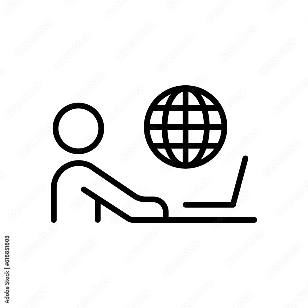 Remote Work utline vector icon isolated on white background. Remote Work line icon for web, mobile and ui designe Remote Work utline vector icon isolated on white background. Remote Work line icon for web, mobile and ui designe