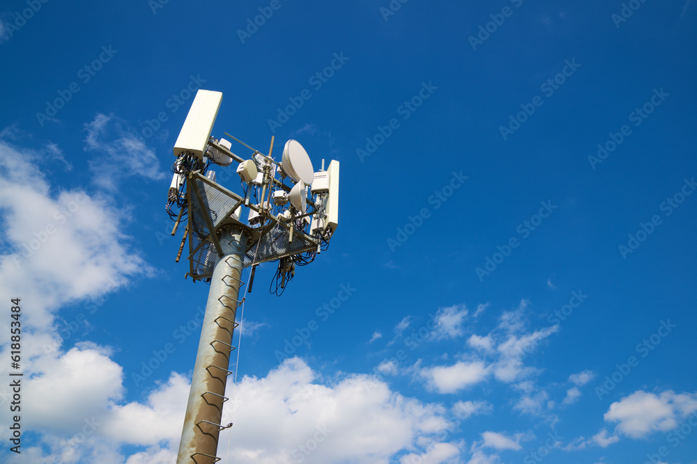 View of a telecommunications tower View of a telecommunications tower