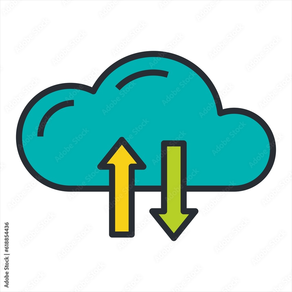 Clouds arrow for concept design. Technology security. Cloud computing. Business icon. Vector icon. Data storage. Arrow vector icon. Abstract digital background. Blue background.Up and down arrows Clouds arrow for concept design. Technology security. Cloud computing. Business icon. Vector icon. Data storage. Arrow vector icon. Abstract digital background. Blue background.Up and down arrows