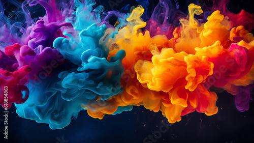 Vibrant Colorful Splash in a Misty Background - An Artistic Journey into Generative AI, Generative KI