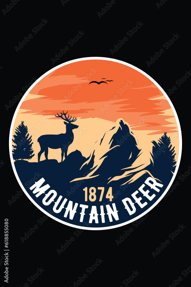 Mountain Deer T-shirt Design 