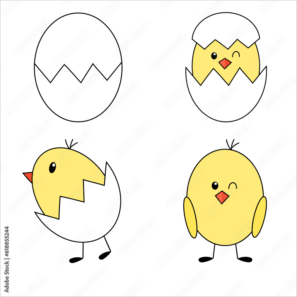 Obraz premium Chicken, egg, cracked egg, vector