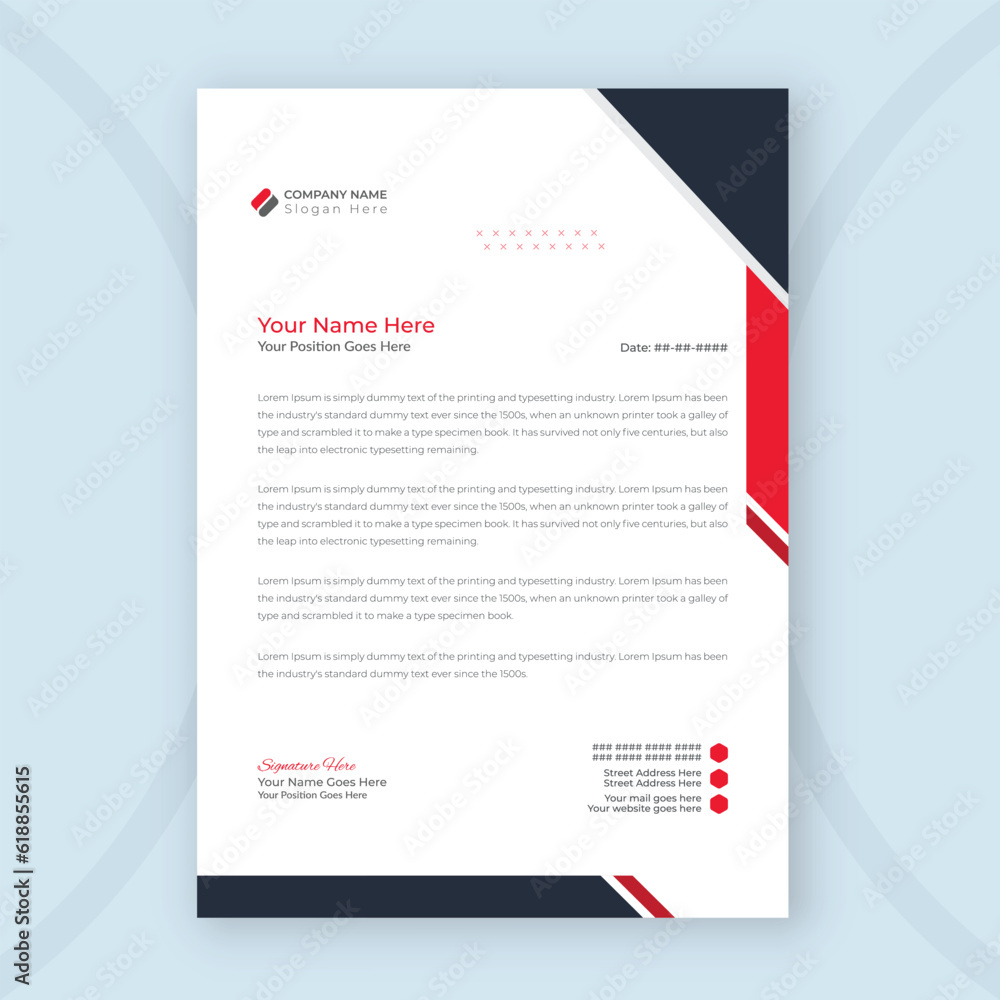 Professional and minimalist business letterhead template design Professional and minimalist business letterhead template design