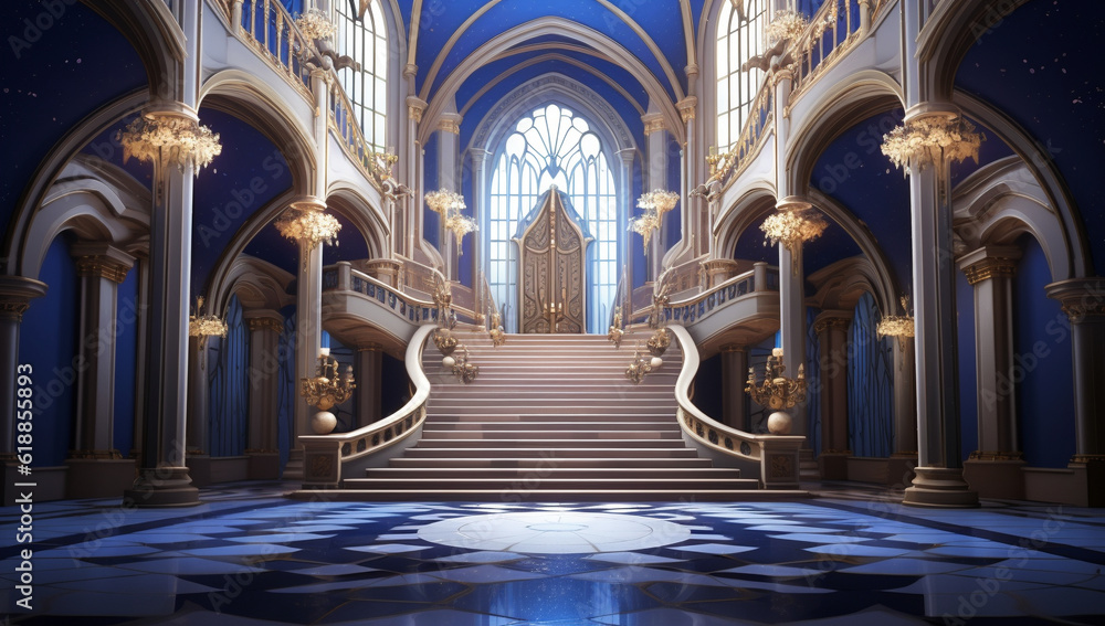 Fototapeta premium アニメの背景素材-城の大階段