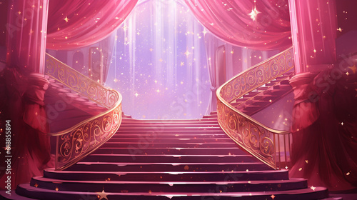 Fotografie, Obraz アニメの背景素材-城の大階段