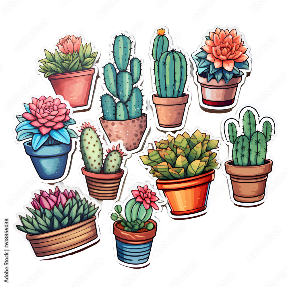 set of cactus AI generative set of cactus AI generative