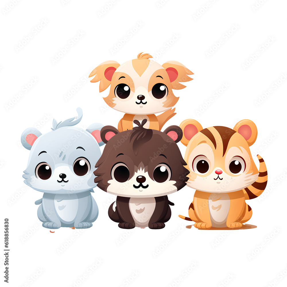 cartoon set of animals Cute AI generative cartoon set of animals Cute AI generative