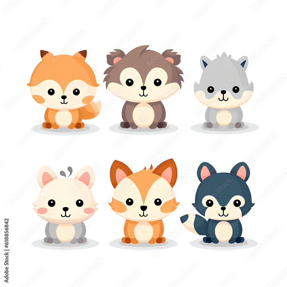 set of animals Cute AI generative set of animals Cute AI generative
