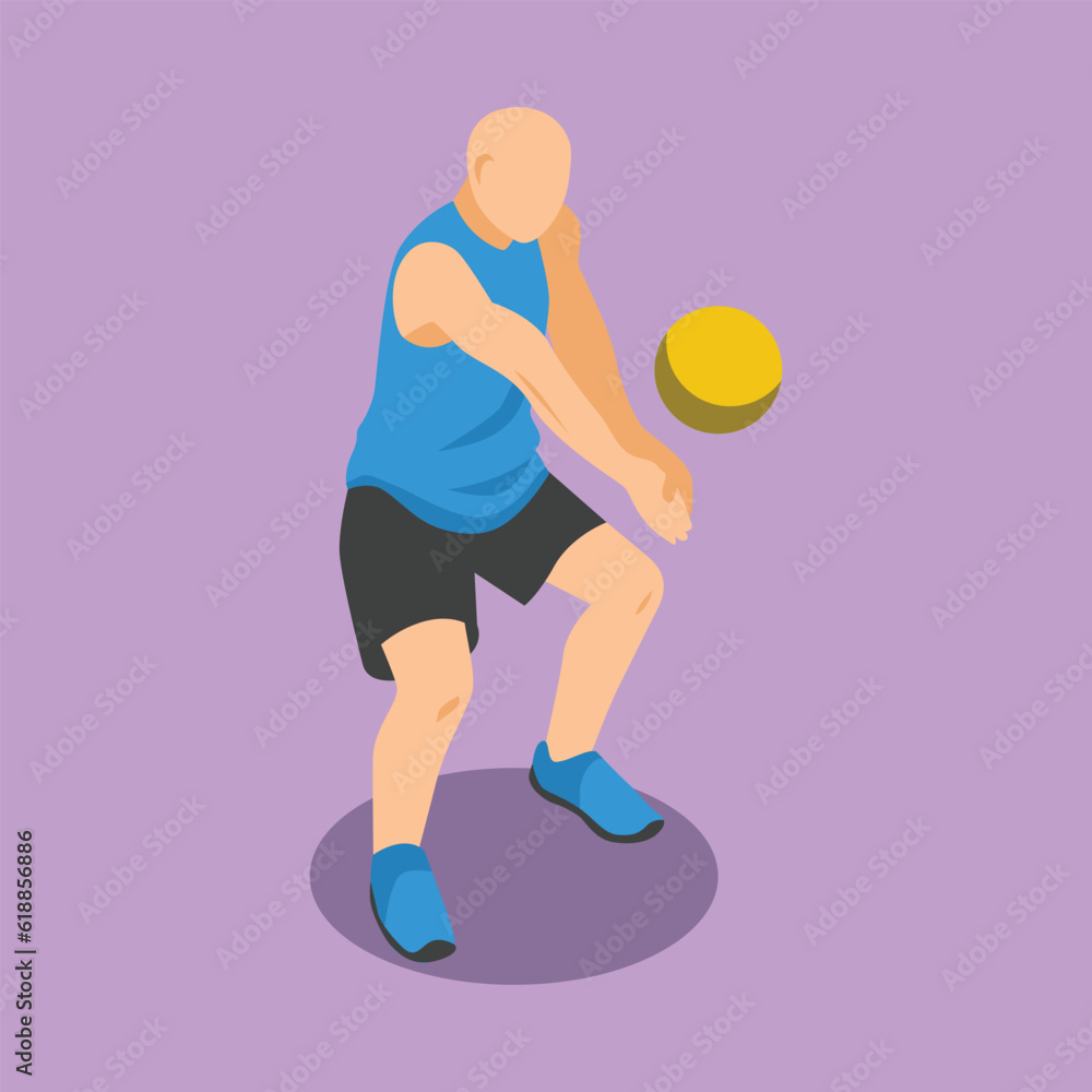 flat vector boy playing volleyball