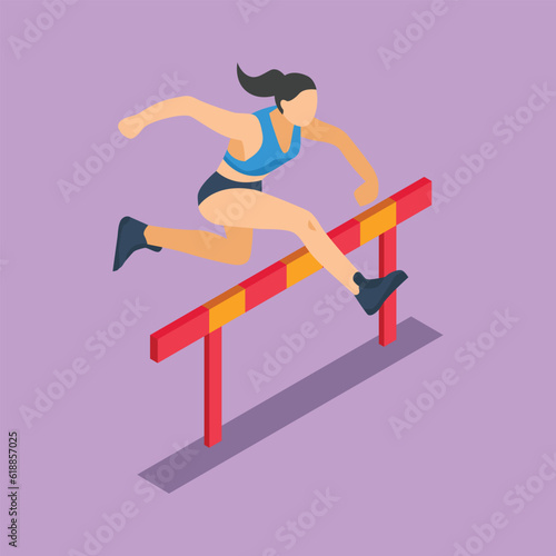flat vector hurdle race athlete girl
