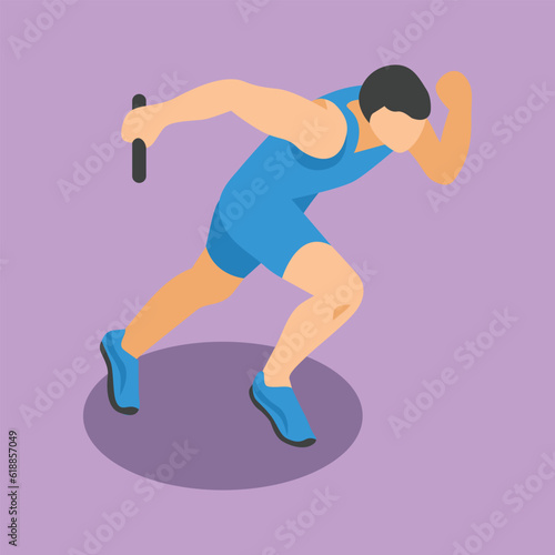 flat vector relay race athlete boy