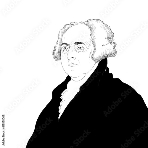 Realistic illustration of the President of the  United States John Adams