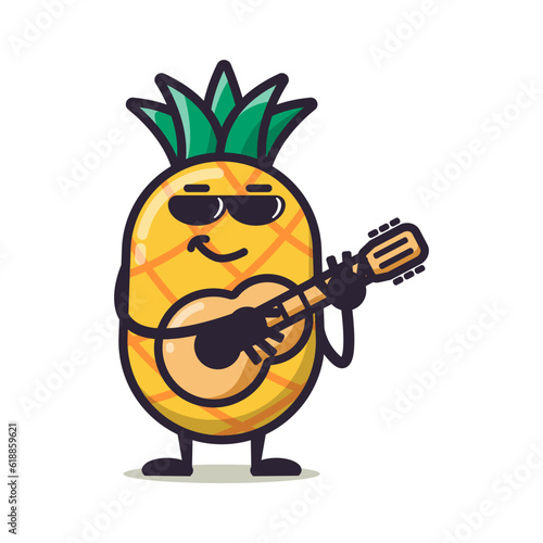 cute pineaple cartoon mascot character funny expression