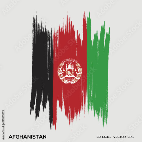 Afghanistan Flag Brush Vector Illustration, Afghanistan flag brush stroke photo