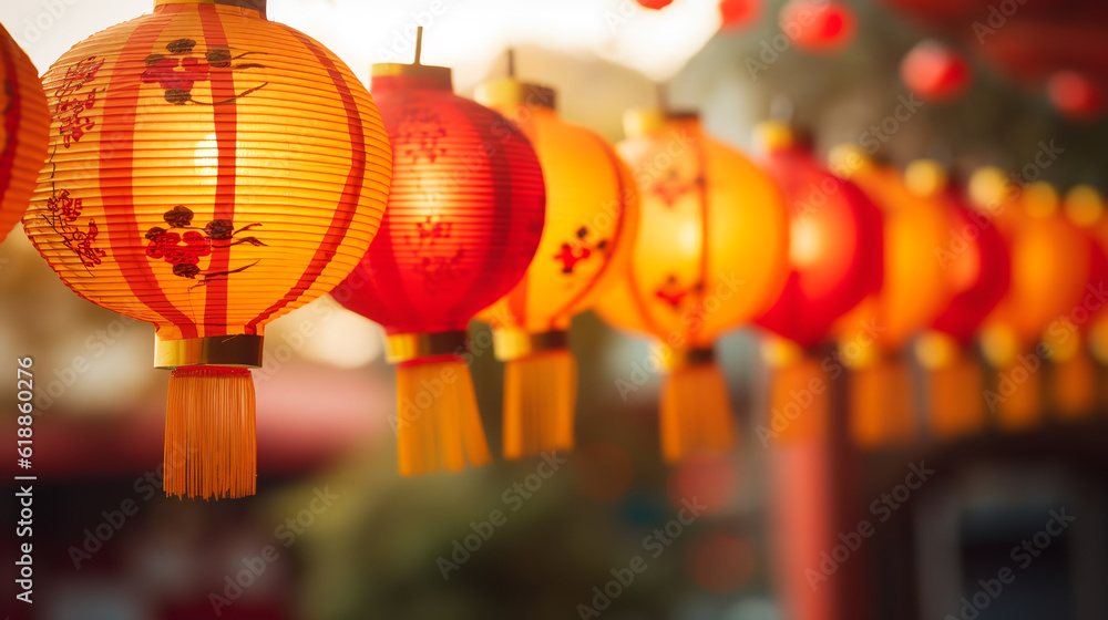 Red chinese lantern in mid-autumn festival.ai generative