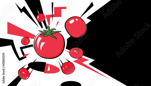 The traditional Spanish festival La Tomatina. Tomato background