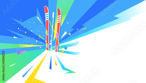 Ski winter sports  abstract background design. Sports concept