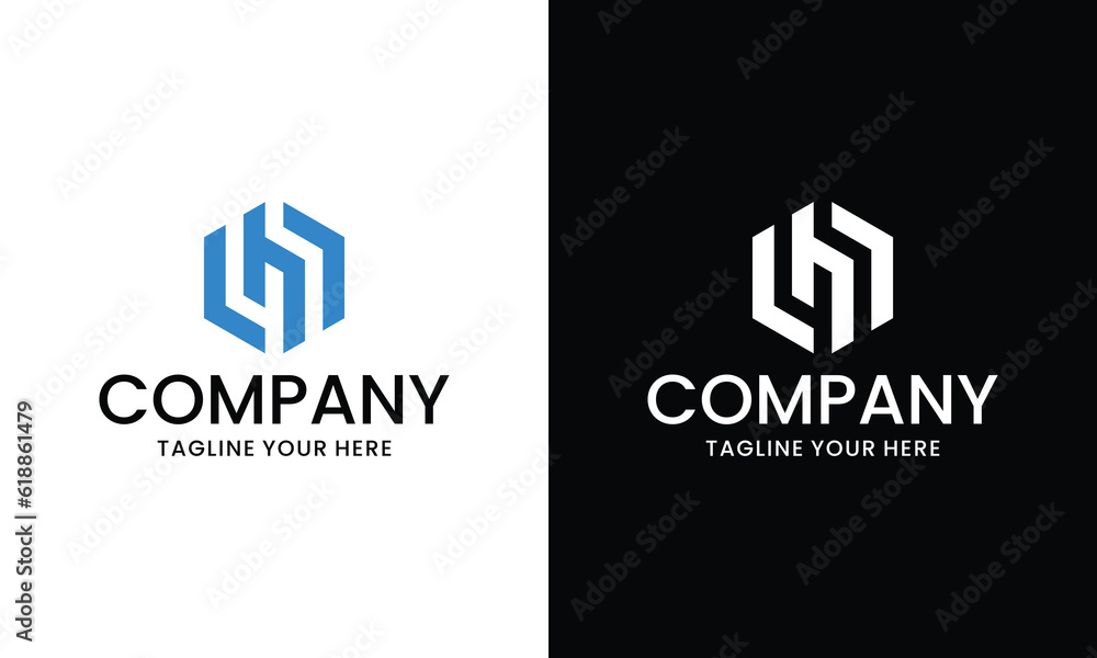 Letter H and Hexagon logo icon design on a black and white background. Letter H and Hexagon logo icon design on a black and white background.