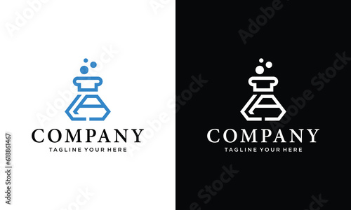 letter la and logo lab icon vector on a black and white background.