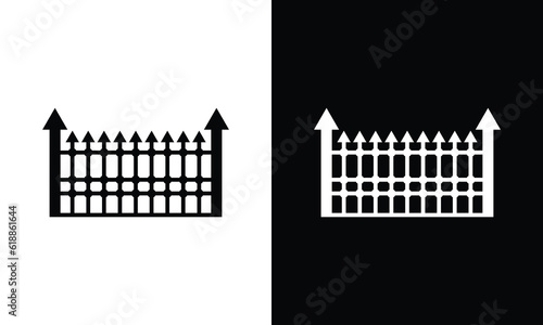 solid black style house gate logo on a black and white background.