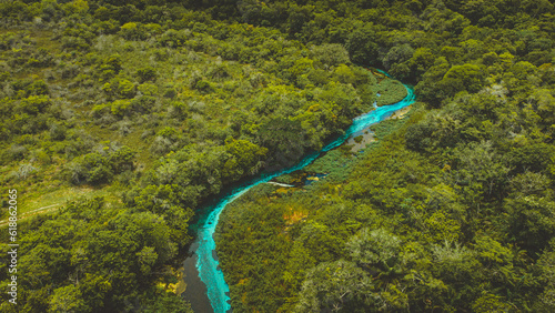blue water river of Bonito, Mato grosso do Sul - Sucuri River,  Bonito, MS - river with blue crystallinewater. photo