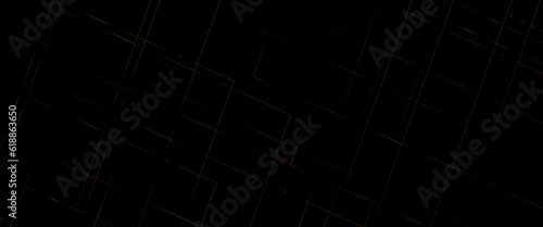 Fototapeta Naklejka Na Ścianę i Meble -  Abstract modern black background paper cut style with black and gold line Luxury concept, abstract luxury gold geometric random chaotic lines with many squares and triangles shape on black background.