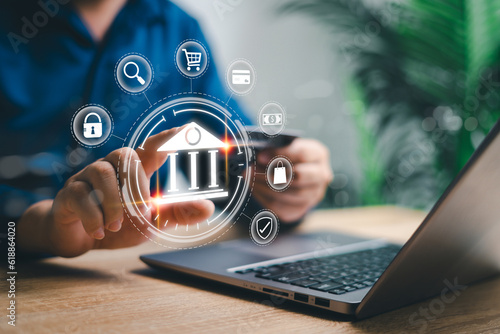 Canvas Print Cyber Digital banking internet payment online shopping and financial technology