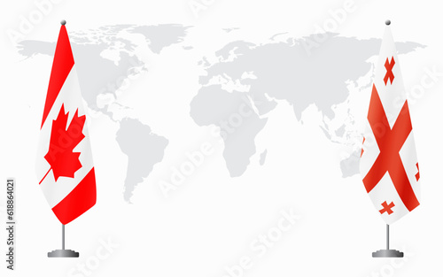 Canada and Georgia flags for official meeting