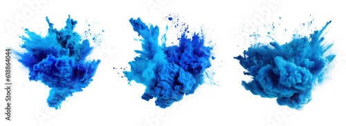 Blue holi paint color powder Illustration AI Generative.
