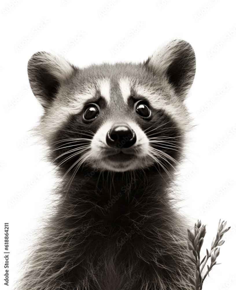 Portrait of Raccoon isolated. Illustration AI Generative.