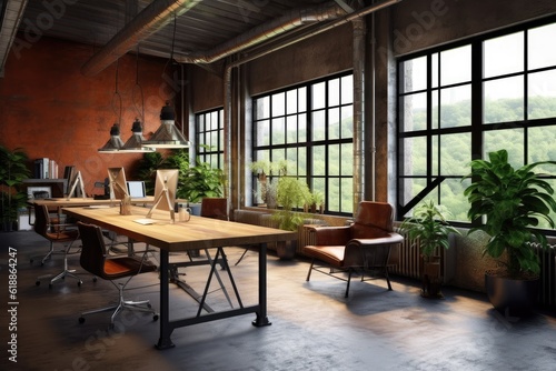 Loft style modern office or co working, AI Generative © dark_blade