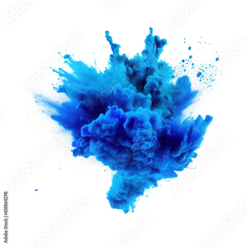 Blue holi paint color powder Illustration AI Generative.
