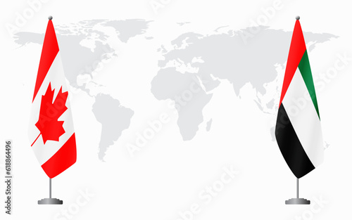 Canada and United Arab Emirates flags for official meetin