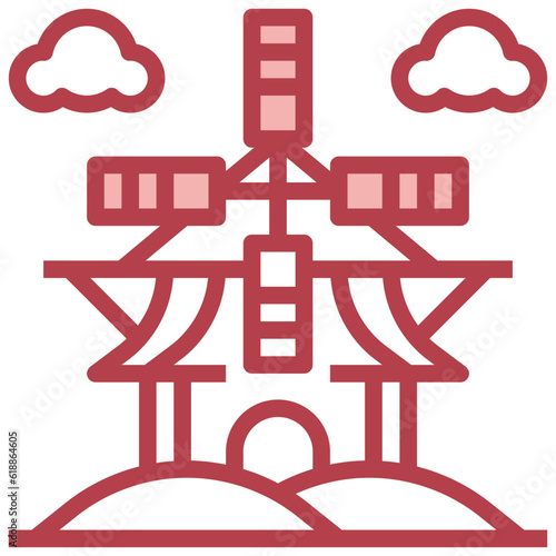 KINDERDIJK WINDMILLS line icon,linear,outline,graphic,illustration