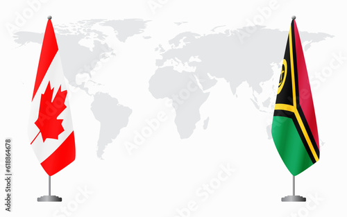 Canada and Vanuatu flags for official meeting