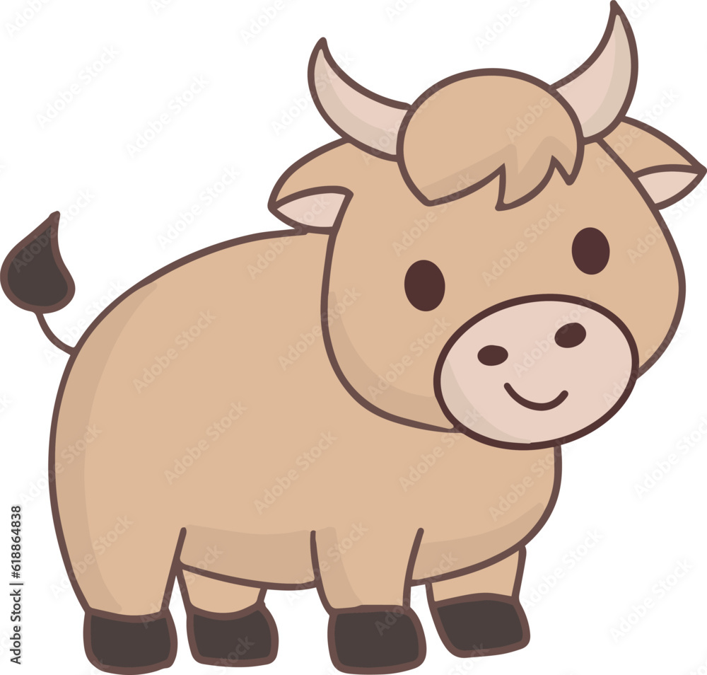 Cute brown cow illustration Cute brown cow illustration