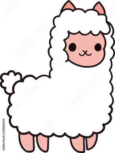 Vector cute animal alpaca illustration