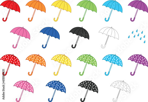 Colorful Umbrella Clipart with Rain Drops