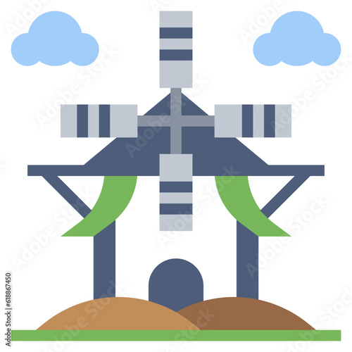 KINDERDIJK WINDMILLS line icon,linear,outline,graphic,illustration