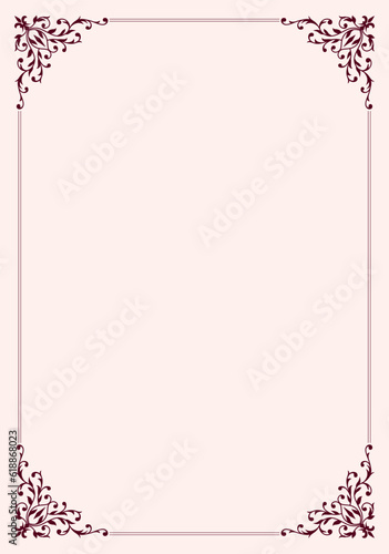Vector frame with beautiful corners with leaves and swirls