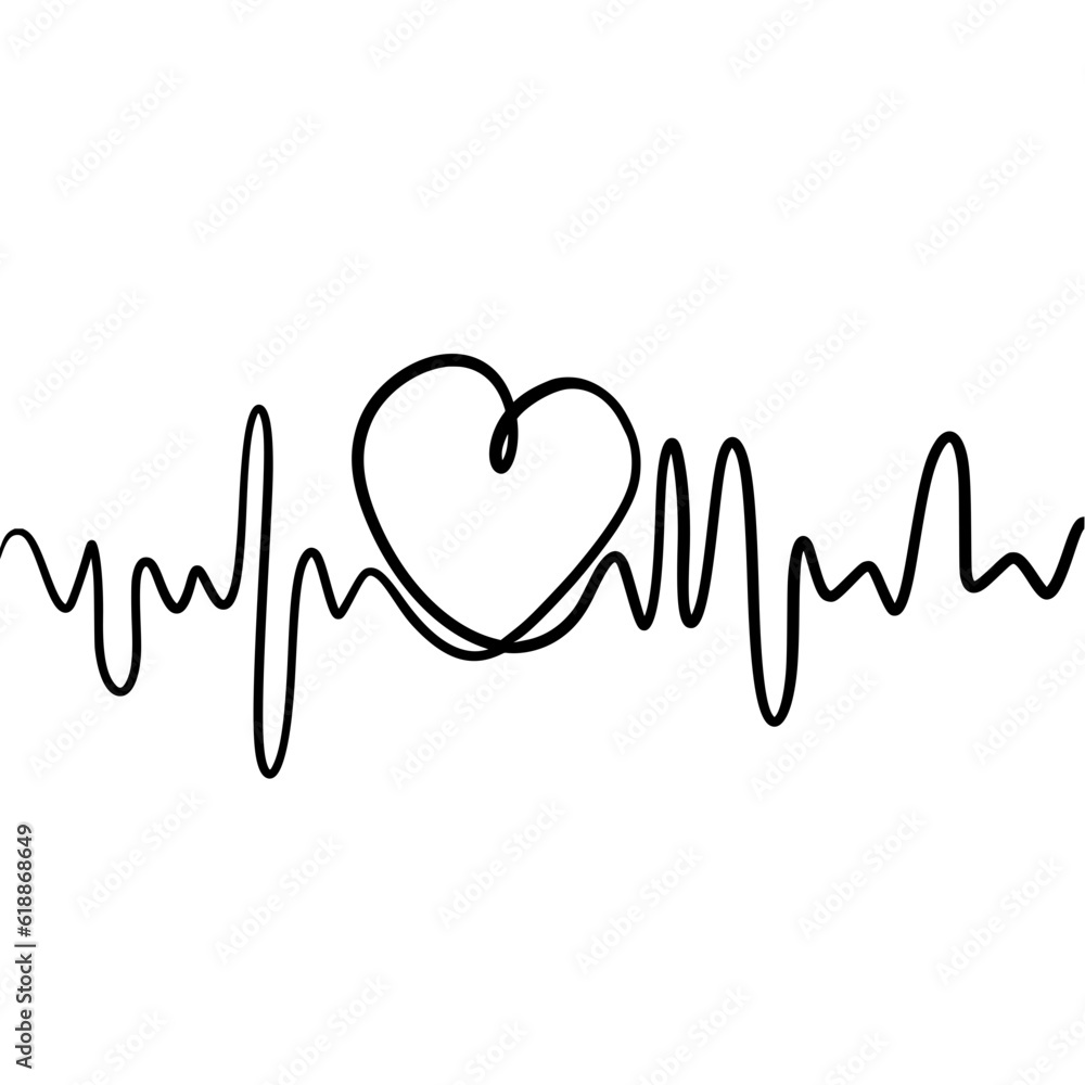 Heart pulse continuous line Heart pulse continuous line