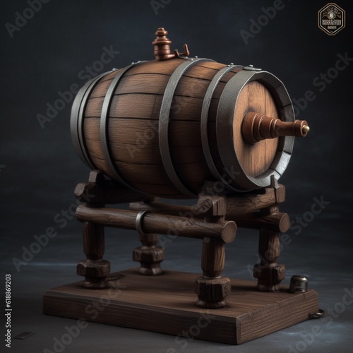 Barrel on stand with tap Ai generated art