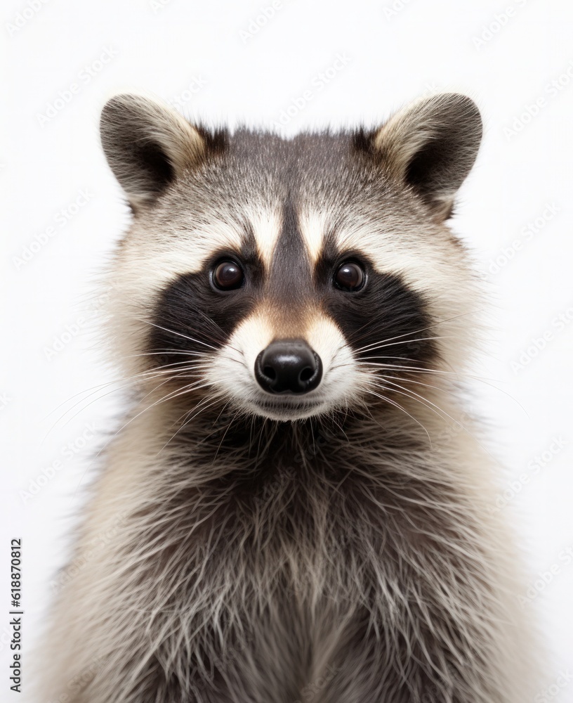 Portrait of Raccoon isolated. Illustration AI Generative. Portrait of Raccoon isolated. Illustration AI Generative.
