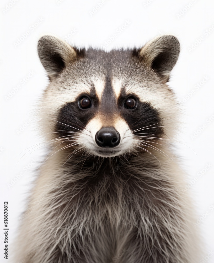 Portrait of Raccoon isolated. Illustration AI Generative.